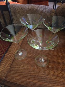 Green olive Martin glass set of 4