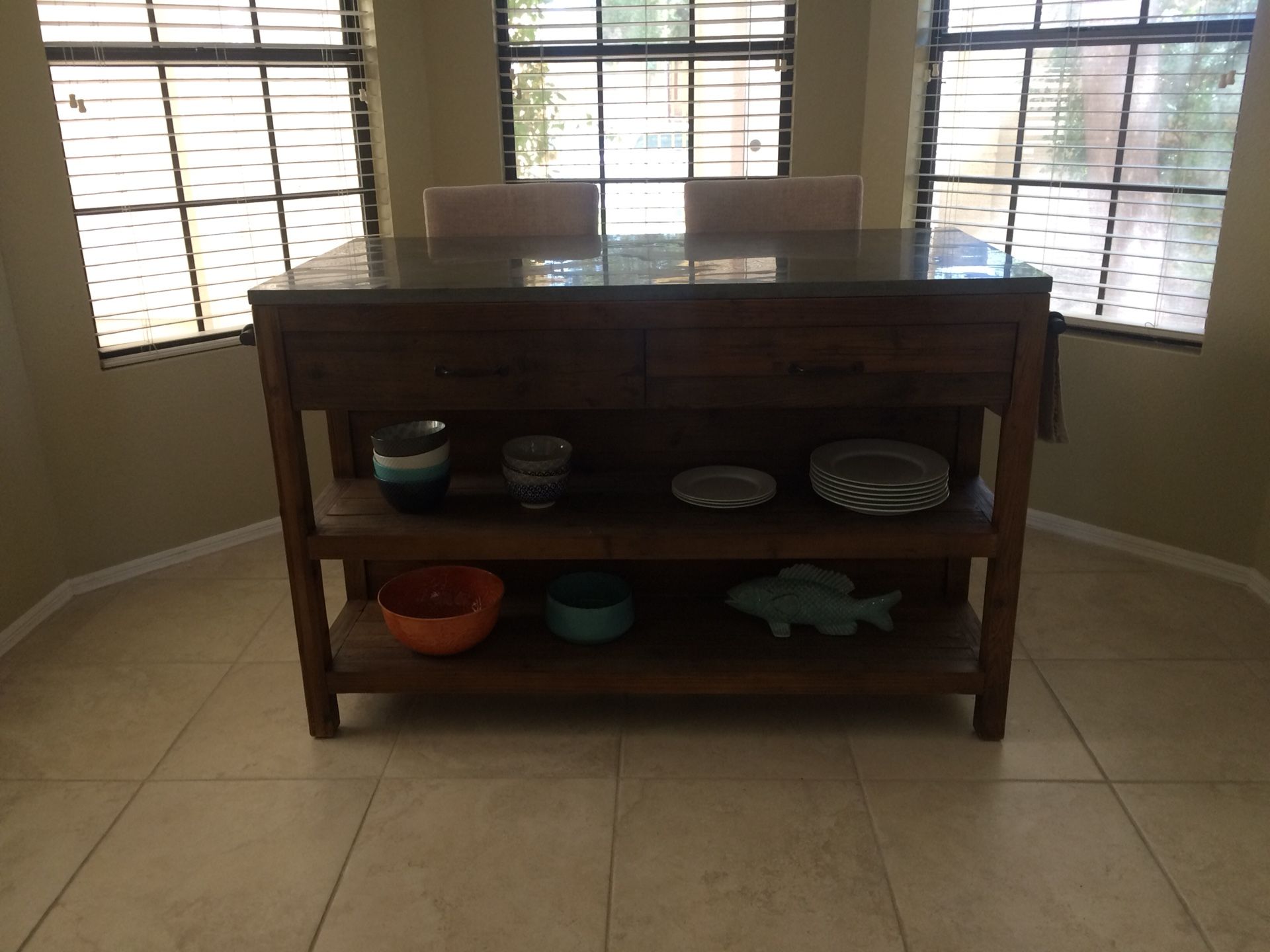 Crate and Barrel Bluestone kitchen island