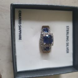 Sterling Sapphire Ring. 