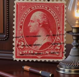 1894 Scott #249 George Washington Deep Rose Type I, 2-Cent Stamp Post Marked Canceled. Scott #249 The stamp in the image is a 2-cent George Washington