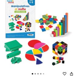 hand2mind Take Home Math Manipulatives Kit for Kids Grade 3-5, with Snap Cubes, Base Ten Blocks, Cuisenaire Rods, Angle Circles, and Color Tiles, Home