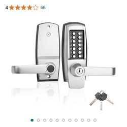 LVOZ Keyless Entry Door Lock with Handle - Mechanical Door Lock 100% Without Batteries - Easy to Install & Use - Keypad...
