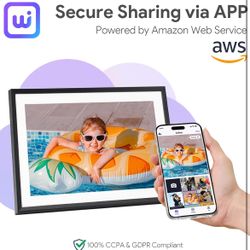 ☘️ 10.1’’ Smart Digital Photo Frame – 32GB Storage, HD IPS Touchscreen, Instantly Share Photos & Videos from Anywhere (Perfect Gift!)