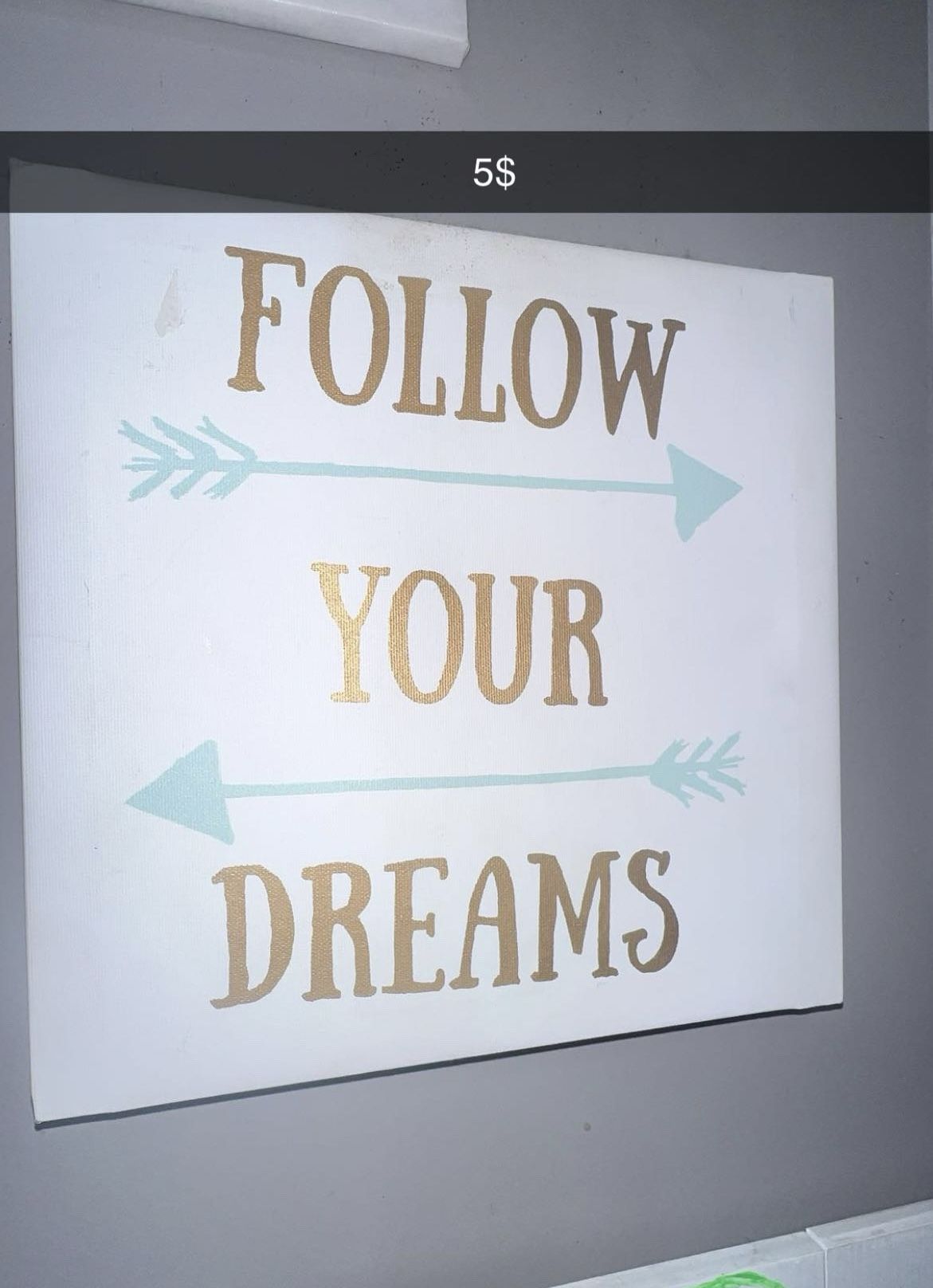 "follow your dreams" wall picture