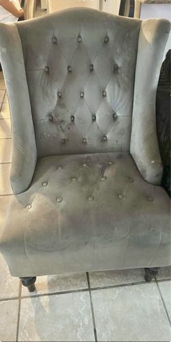 Gray Tufted Wingback Accent Chair