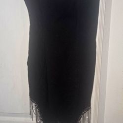 Haute Mondo Large Cocktail Club Little Black Dress With Rhinestone Fringe
