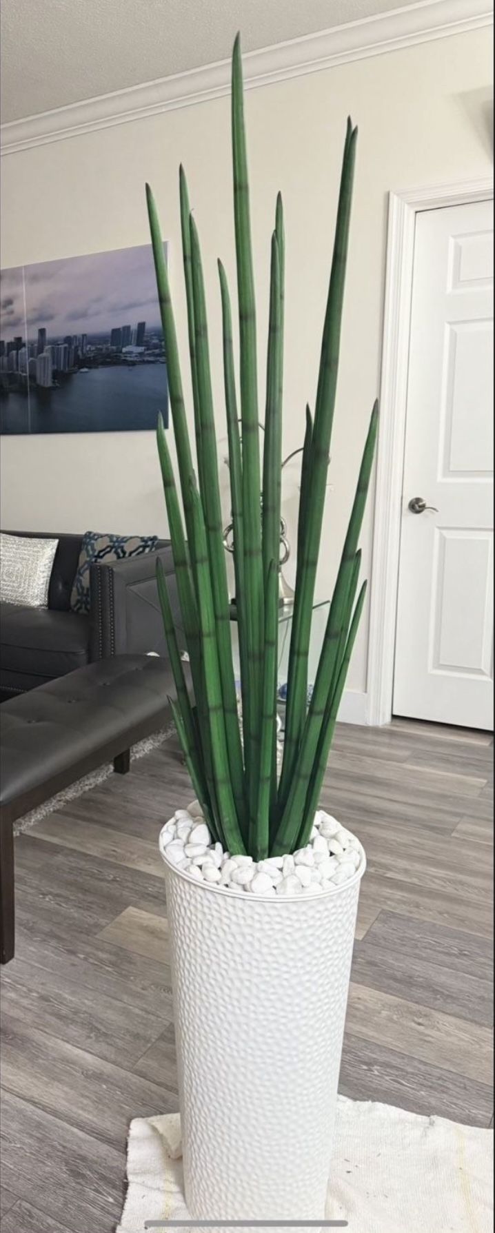 Pretty Artificial Plant ( Snake Tree)With Tall Planter! Brand New 