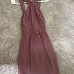 Pink Flowy Dress Crisscross Neck