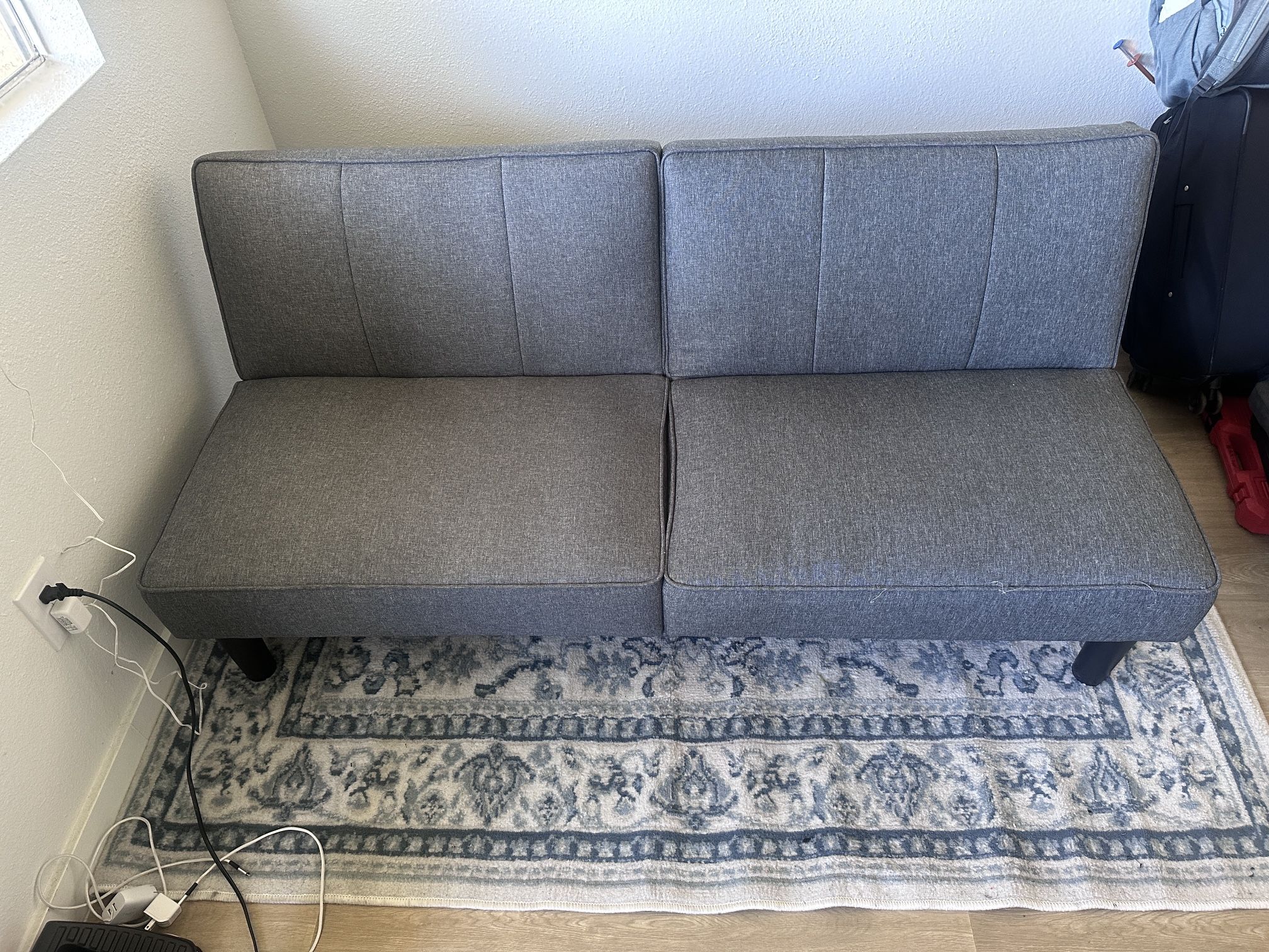 Mainstays 66" Studio Futon, Gray Linen Upholstery