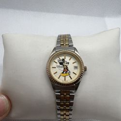 🐭🐭Sweet Disney Mickey Mouse Women & Kids Gold-Silver Watch DateWindow🐭🐭