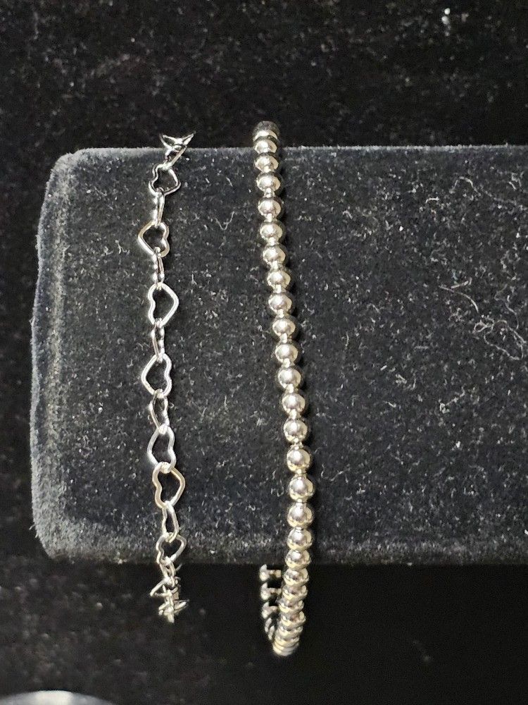 925 Ball Style And Heart Bracelets