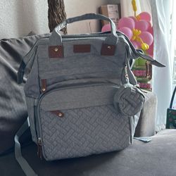 Bolsas de pañales para bebé con estación de cambio, mochila impermeable para pañales para mamás y papás con puerto de carga USB,