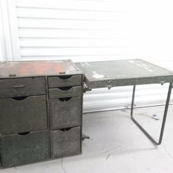 WWII Era Military Field Desk / Army Mobile Office Workstation 