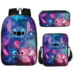 3 Pcs Kawaii Backpack 17 Inch Laptop Bag Teen Backpack With Travel Bag, Lunch Box, Pencil Case For Boys And Girls