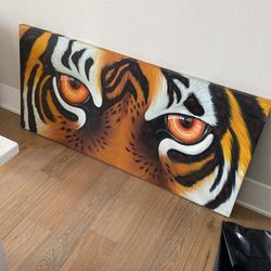 Hand Painted Tiger Eyes Canvas