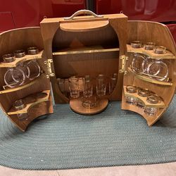 Vintage Wooden Barrell Bar Wall Cabinet