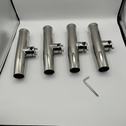 4-Pack Rail Mount Clamp-on Fishing Rod Holder, Stainless Steel, 1.25"-1.75"