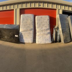 Twin XL Beds - Black w/ Headboard, Wood Support Beams & More