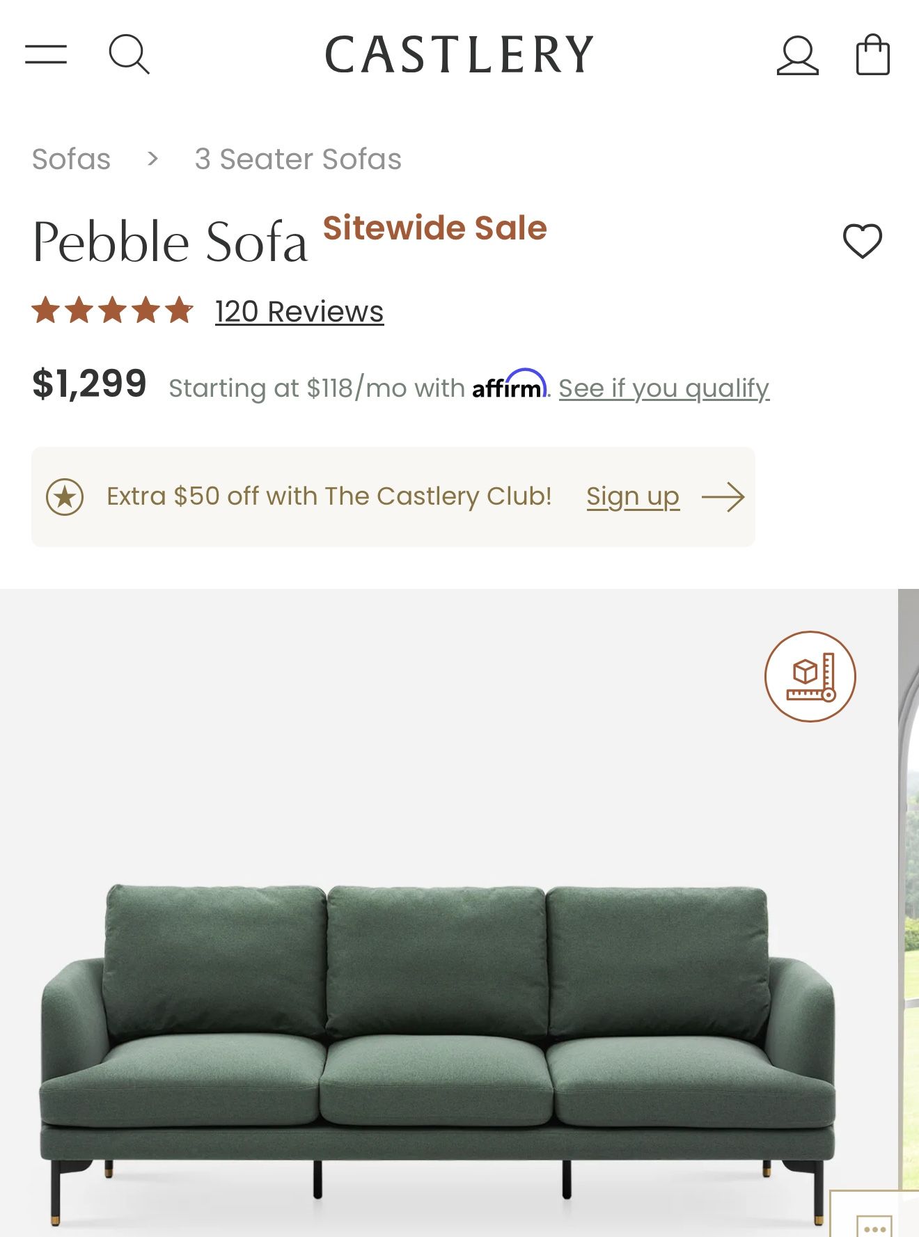 Castlery 3 Seater Sofa and Ottoman