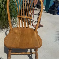 Pair Of Solid Oak Dining Chairs