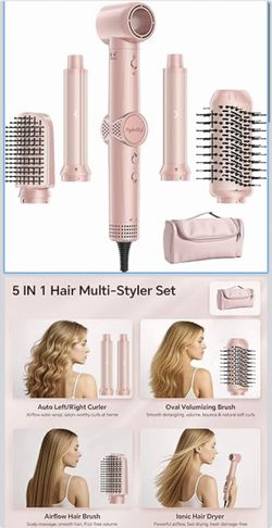 5 in 1 Hot Air Styler Wrap, 110,000 RPM High-Speed Hair Dryer Brush with Negative Ionic, 1300W Fast Drying Blow Dryer & Frizz-Free Styling Curling Vol