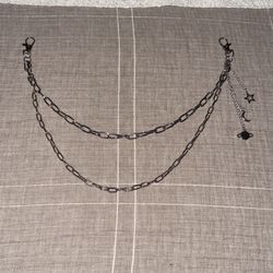 Y2K Silver Jean Chain w/ Charms – Wallet Chain – New