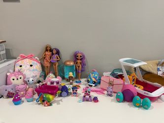 Girls Mixed Toy Lot – Barbie, LOL Dolls, Plushies & More