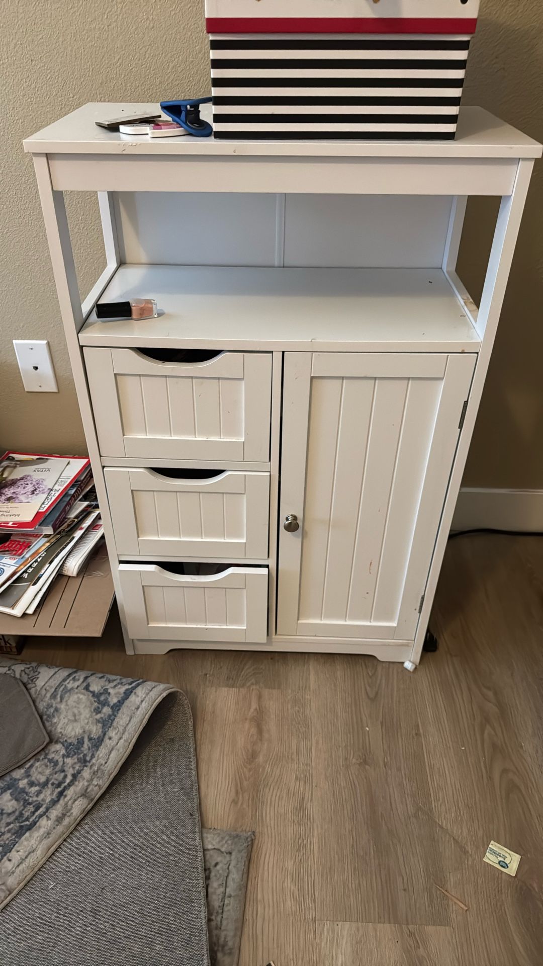 Cabinet - White With 3 Drawers And 1 Storage Area