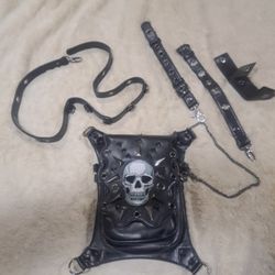 Leather Skull Hip Purse w/Spikes