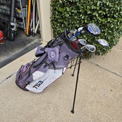 US Kids TS3 Left Hand Junior Golf Stand Bag Golf Club Set Drivers, 6,8,P Irons, 3 Wood Kids Golf