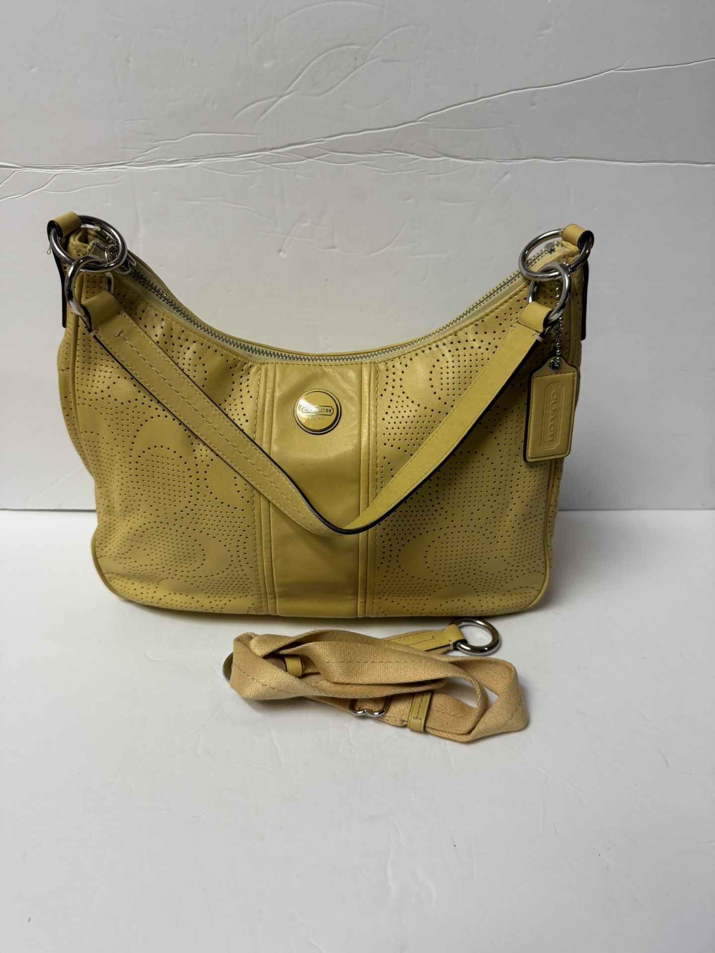 Coach Bag Leather Yellow Hobo