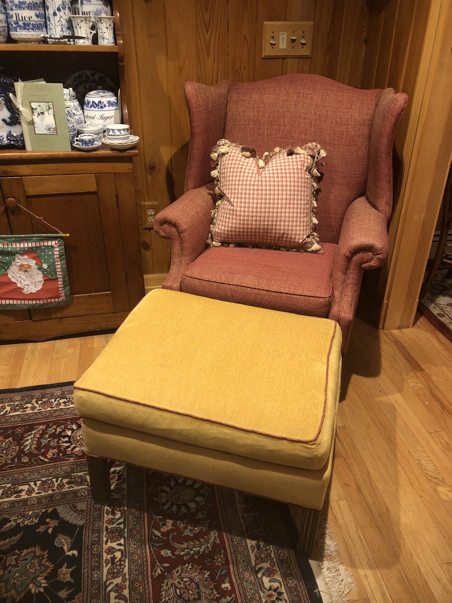 Wingback chair With Matching Ottoman Custom
