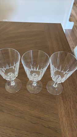 Princess house Set of 3 Crystal Cut Glass Goblets