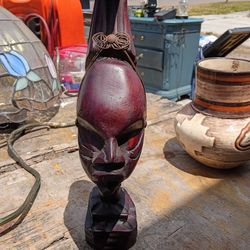 Hand carved wooden head