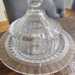 Vintage Crystal Covered Butter Dish