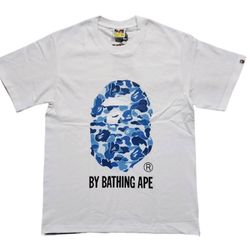 Bape White & Blue Tee / T-Shirt Size M