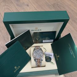 Rolex Datejust Rhodium Gray Dial 2 Tone Rose Gold