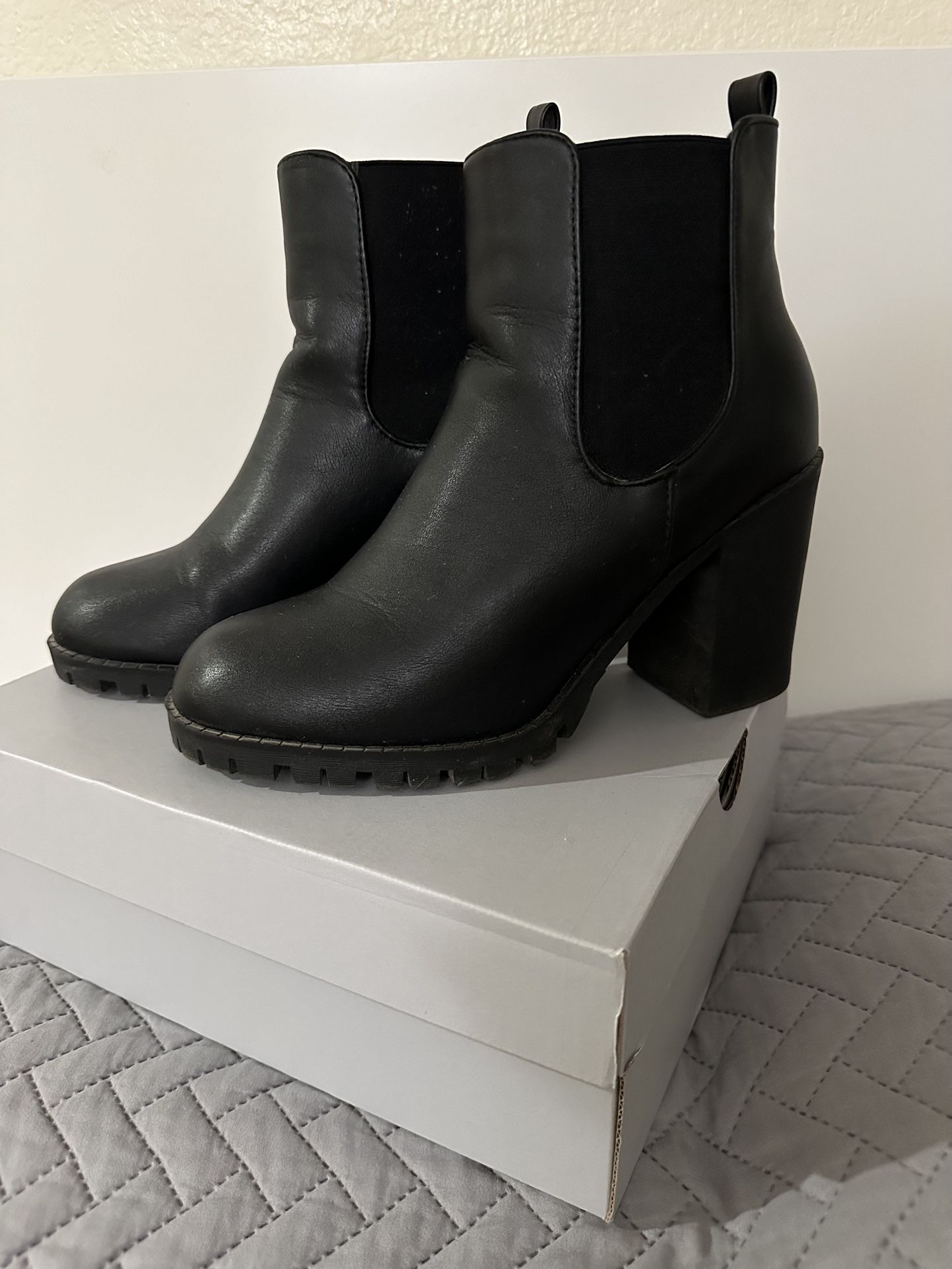 Black Leather Bootie