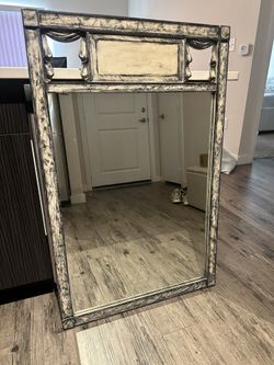 Carved Large Trumeau Mirror Real Wood 42x27 inch