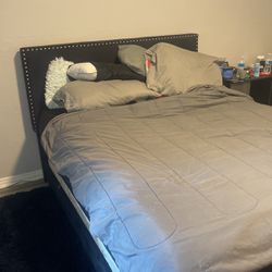 Queen Size Headboard And Base Plus Mattress & Box Spring 