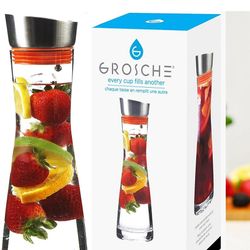 GROSCHE Rio Glass Infusion Water Pitcher And Sangria Maker Carafe 34 Fl Oz