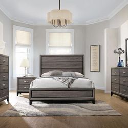 New 4-Piece Queen Bedroom Set Queen Bed Frame Dresser Mirror And Nightstand