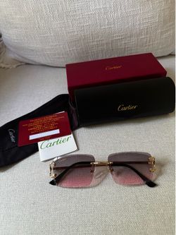 Cartier Diamond Cut Rimless C Decor Eyeglasses