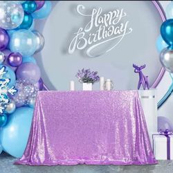 Sequin Lavender Table Cloth