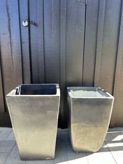 Two Large Clay Pots Gray 