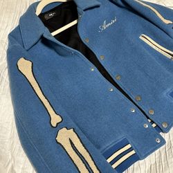 Amiri Bones Varsity Jacket in Varsity Blue