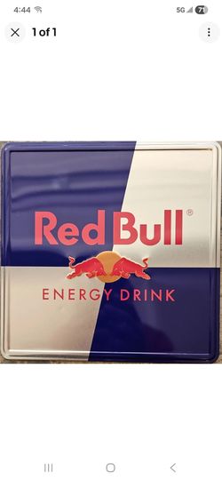 Red Bull Energy Drink Advertising Sign Square Metal Plaque Blue Silver Red