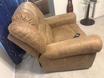 Power Recliner Chair in Tan Faux Leather