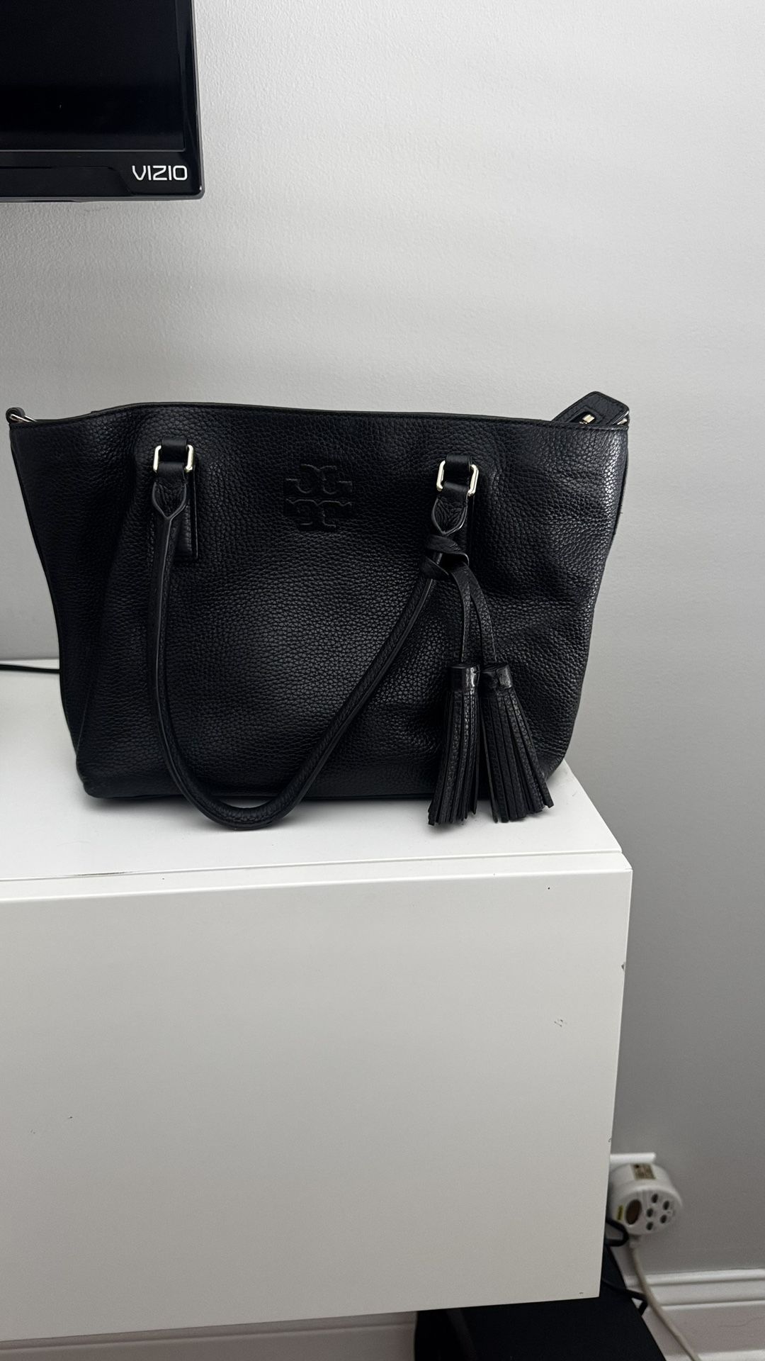 Tory Burch Black Leather Tote Bag