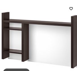 Dark Brown Headboard with Built-In Shelves